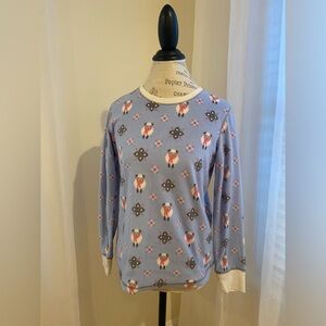 PJ Salvage soft blue and white top with sheep in pink scarfs